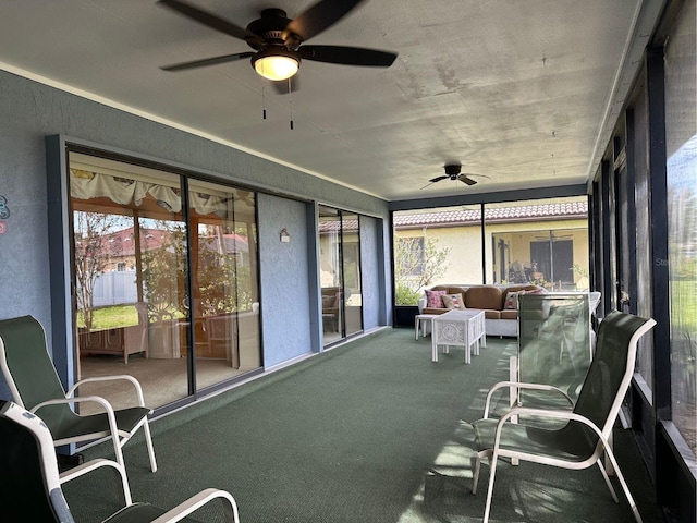 22321 Yonkers Ave, Port Charlotte, FL 33952 - sunroom / solarium with ceiling fan and an outdoor hangout area