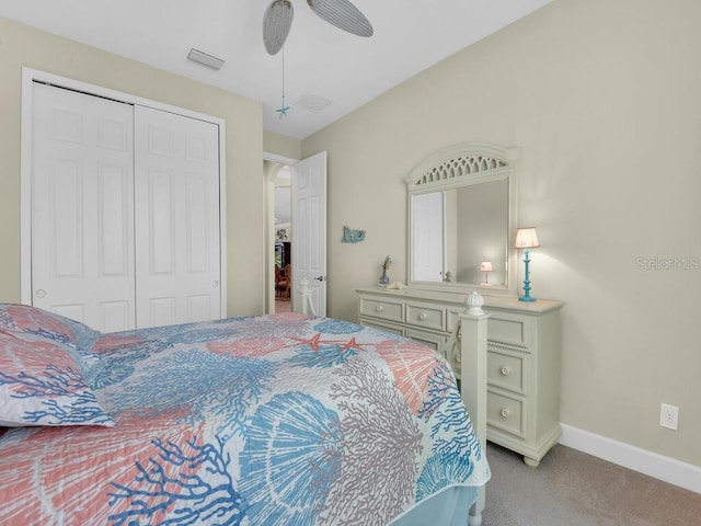 2749 Lambay Ct, Cape Coral, FL 33991 - bedroom featuring a closet, carpet flooring, and a ceiling fan