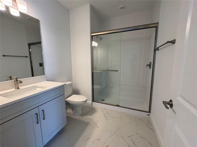 17134 Savory Mist Cir, Bradenton, FL 34211 - full bath featuring marble finish flooring, vanity, and a stall shower