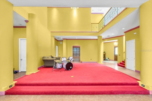 4105 37th St E, Bradenton, FL 34208 - game room with a towering ceiling and carpet flooring