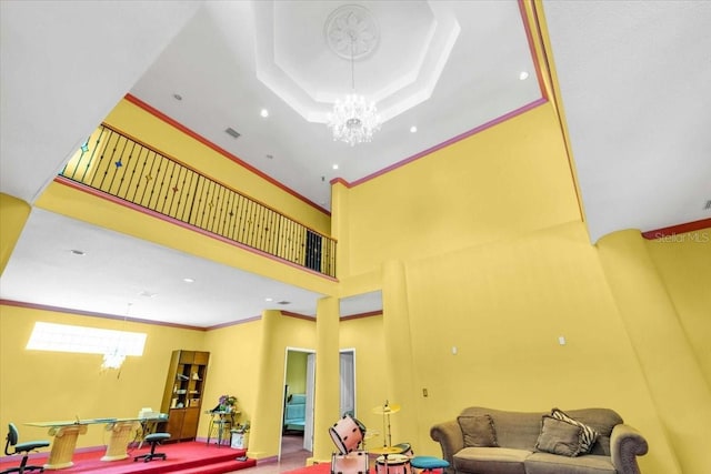 4105 37th St E, Bradenton, FL 34208 - community lobby featuring crown molding, a towering ceiling, and recessed lighting