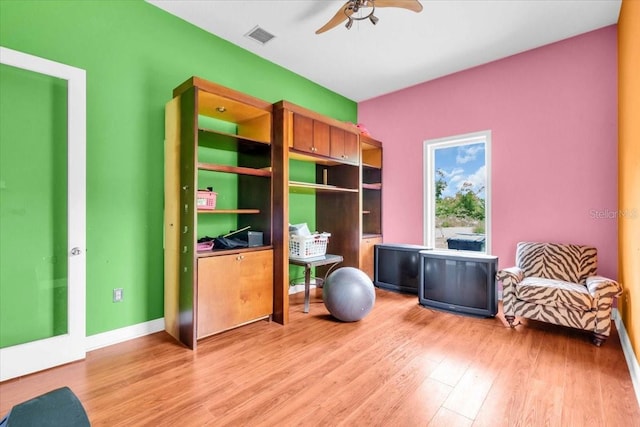 4105 37th St E, Bradenton, FL 34208 - office area with a ceiling fan and light wood-type flooring