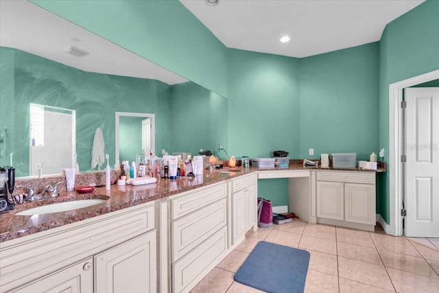 4105 37th St E, Bradenton, FL 34208 - bathroom with double vanity and tile patterned flooring