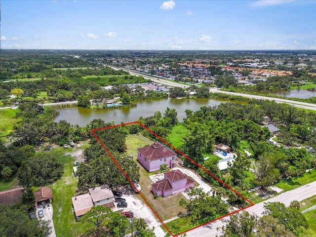 4105 37th St E, Bradenton, FL 34208 - aerial view of property's location featuring property parcel outlined and a nearby body of water