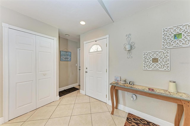 2406 15th St W, Palmetto, FL 34221 - entryway featuring light tile patterned floors and recessed lighting