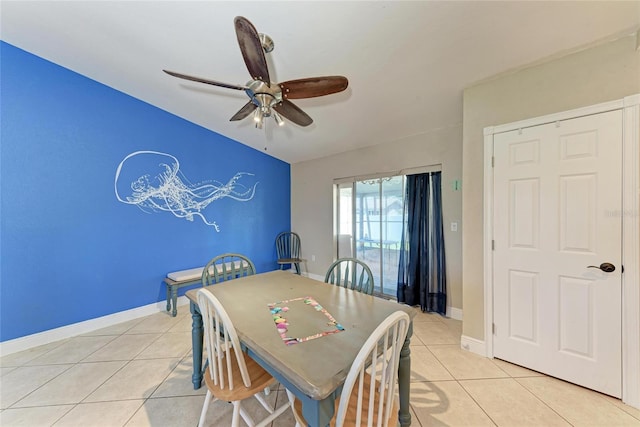 2406 15th St W, Palmetto, FL 34221 - dining space featuring light tile patterned flooring and ceiling fan