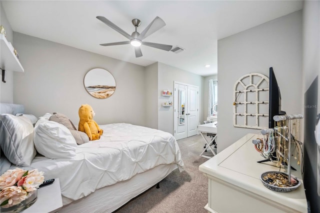 8979 Milestone Dr, Sarasota, FL 34238 - bedroom with light carpet, a closet, and a ceiling fan