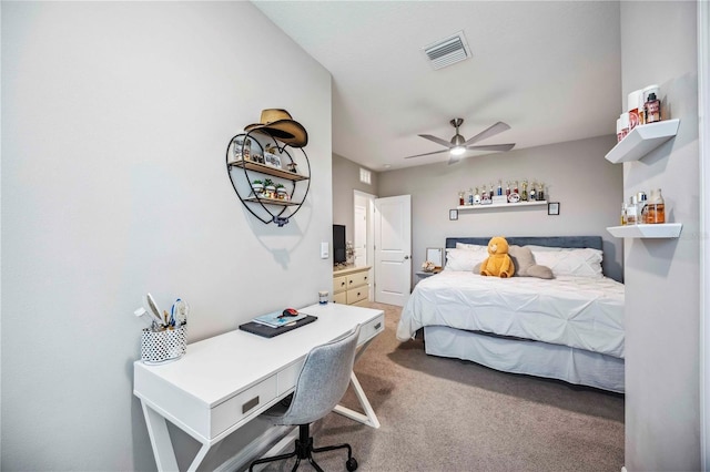 8979 Milestone Dr, Sarasota, FL 34238 - bedroom featuring carpet, a desk, and a ceiling fan