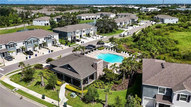 8979 Milestone Dr, Sarasota, FL 34238 - aerial perspective of suburban area with a pool