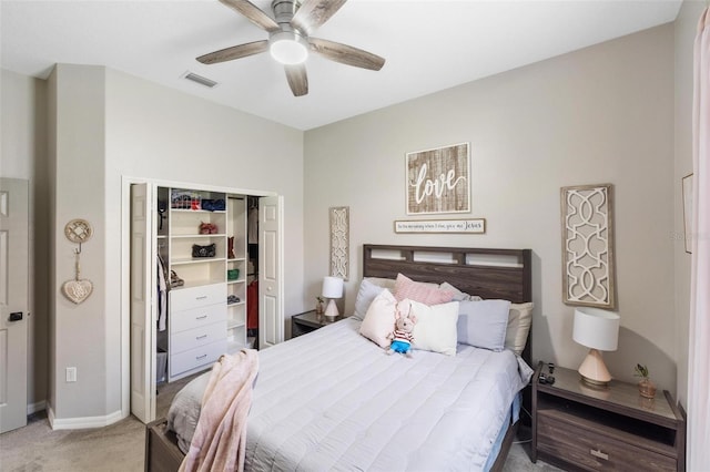 8840 Brookfield Ter, Bradenton, FL 34212 - carpeted bedroom with a closet and a ceiling fan