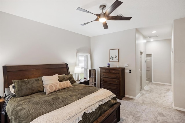 8840 Brookfield Ter, Bradenton, FL 34212 - bedroom with light carpet and ceiling fan
