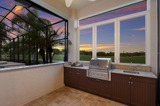 7144 Ashland Gln, Lakewood Ranch, FL 34202 - view of patio / terrace with an outdoor kitchen and a lanai