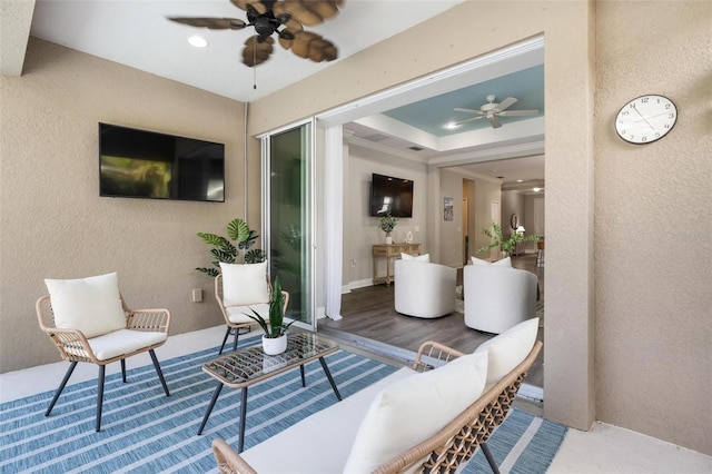 12261 Stuart Dr, Venice, FL 34293 - view of patio with a ceiling fan and outdoor lounge area