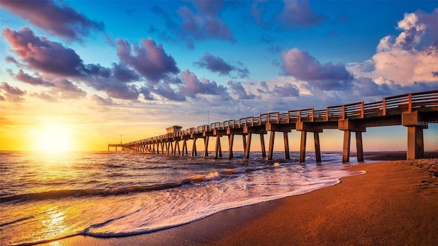 12261 Stuart Dr, Venice, FL 34293 - dock area with a pier and view of water and beach
