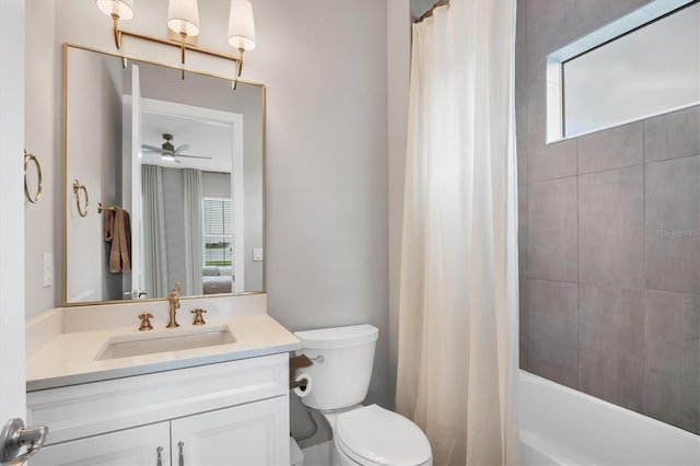 8209 Redonda Loop, Lakewood Ranch, FL 34202 - full bath with vanity, a ceiling fan, and shower / bath combination with curtain