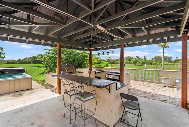 6805 225th St E, Bradenton, FL 34211 - view of patio with an outdoor kitchen and view of scattered trees