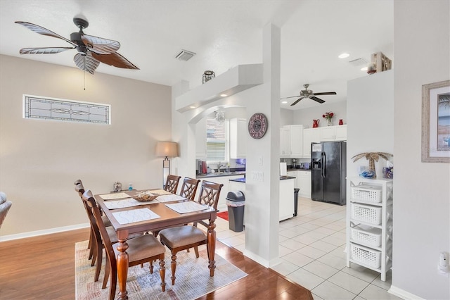 2025 Lynx Run, North Port, FL 34288 - dining area with ceiling fan, light wood-style flooring, and recessed lighting