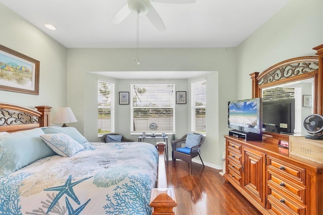 2025 Lynx Run, North Port, FL 34288 - bedroom with dark wood-style floors and ceiling fan