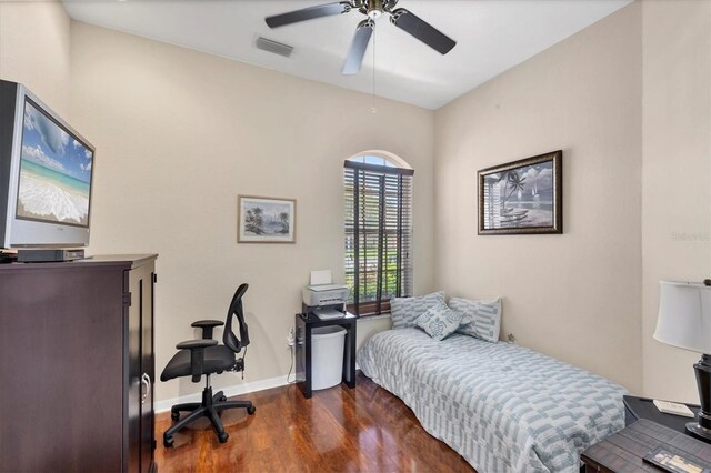 2025 Lynx Run, North Port, FL 34288 - bedroom featuring dark wood-type flooring and ceiling fan