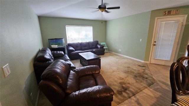 17215 Berwin Ave, Port Charlotte, FL 33948 - carpeted living room featuring a ceiling fan and baseboards