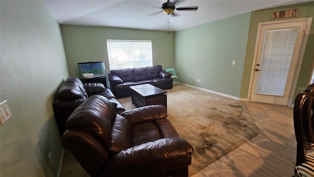 17215 Berwin Ave, Port Charlotte, FL 33948 - living room with ceiling fan and wood finished floors