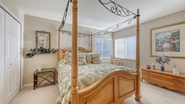 7915 Kavanagh Ct, Sarasota, FL 34240 - bedroom featuring light colored carpet and a closet