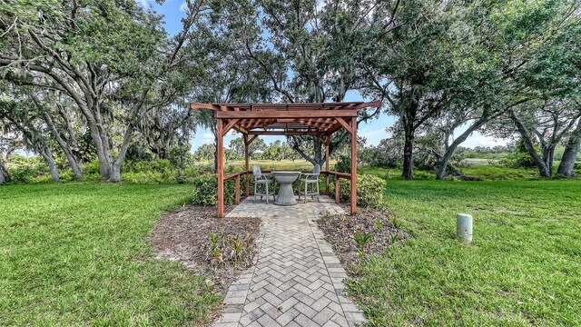 7915 Kavanagh Ct, Sarasota, FL 34240 - view of grassy yard with a pergola and a patio area