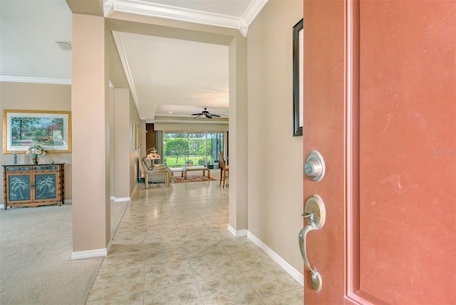 6214 45th Ln E, Bradenton, FL 34203 - corridor with ornamental molding and light tile patterned floors