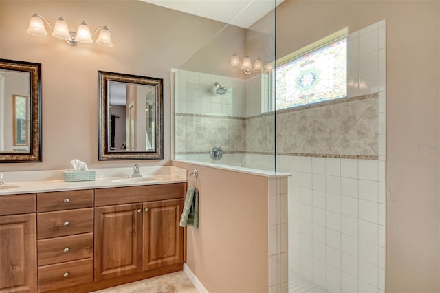 6214 45th Ln E, Bradenton, FL 34203 - bathroom featuring a walk in shower and double vanity