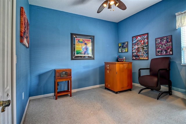 6214 45th Ln E, Bradenton, FL 34203 - living area featuring light carpet and ceiling fan