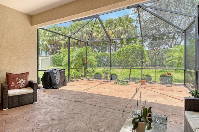 6214 45th Ln E, Bradenton, FL 34203 - view of patio / terrace with glass enclosure and a grill
