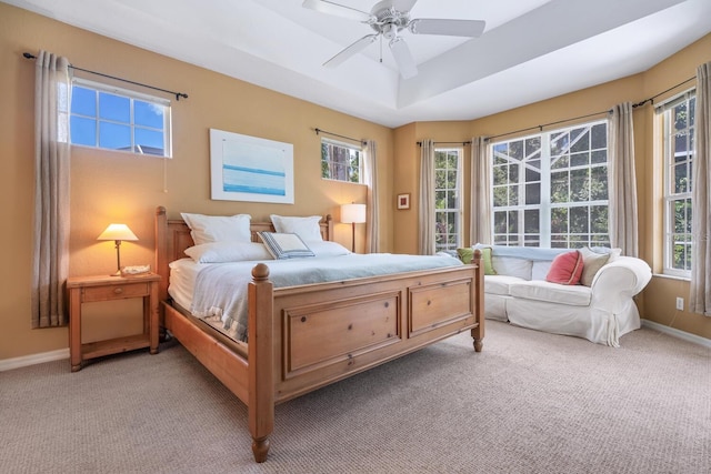 4374 Mirabella Cir, Bradenton, FL 34210 - bedroom with light carpet, multiple windows, and a raised ceiling
