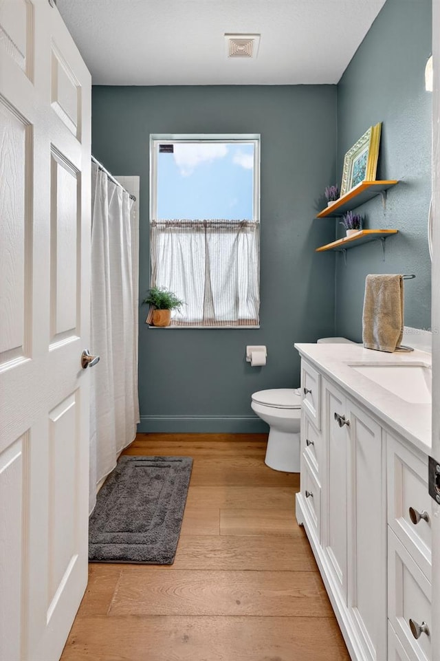 13640 2nd Ave E, Bradenton, FL 34212 - bathroom with vanity, wood finished floors, and a shower with curtain