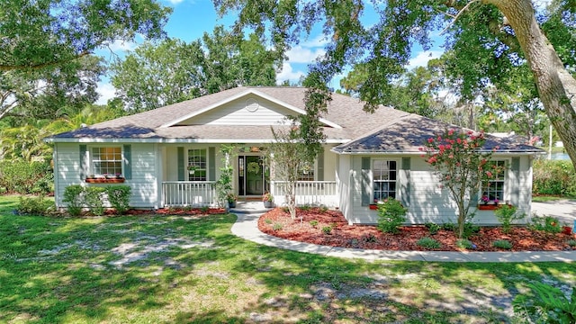 13640 2nd Ave E, Bradenton, FL 34212 - single story home featuring a porch, a front lawn, and roof with shingles