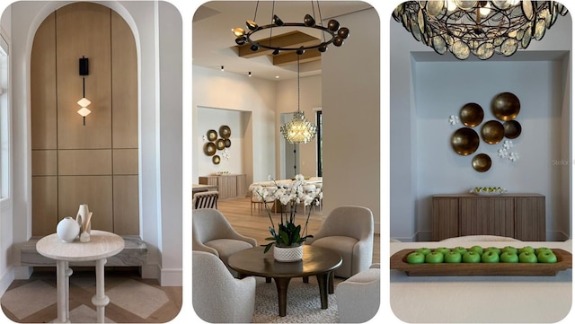 15315 Anchorage Pl, Lakewood Ranch, FL 34202 - dining space with a chandelier and arched walkways