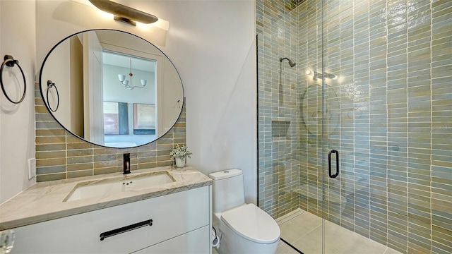 15315 Anchorage Pl, Lakewood Ranch, FL 34202 - full bathroom with a shower stall, vanity, and tasteful backsplash