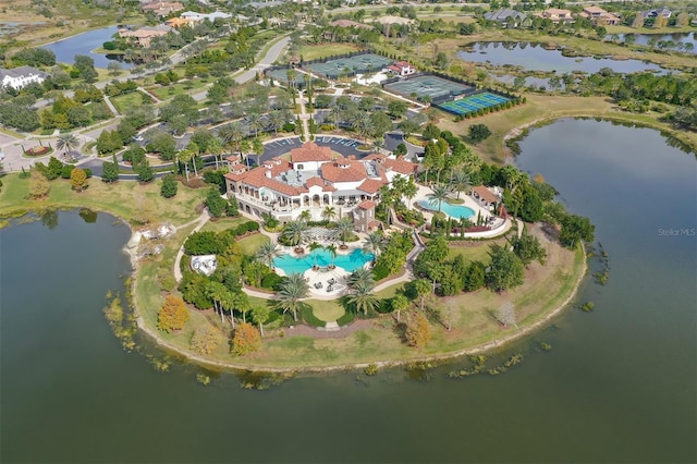 15315 Anchorage Pl, Lakewood Ranch, FL 34202 - aerial view of property and surrounding area featuring a pool area and a nearby body of water