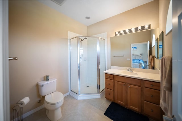 4235 Overture Cir Unit 4235, Bradenton, FL 34209 - ensuite bathroom with vanity, a shower stall, and tile patterned flooring