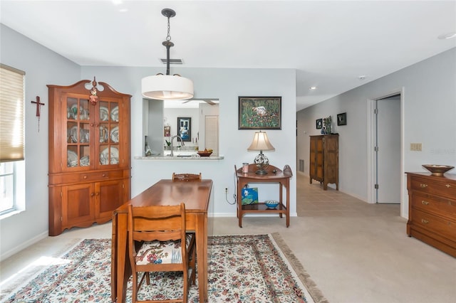 5417 Champagne Unit 63, Sarasota, FL 34235 - dining space featuring light carpet and recessed lighting