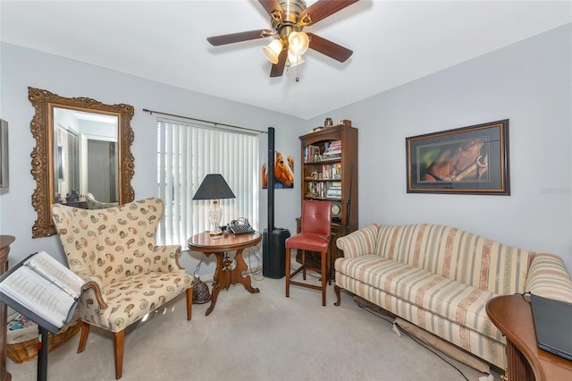 5417 Champagne Unit 63, Sarasota, FL 34235 - living room with carpet and ceiling fan
