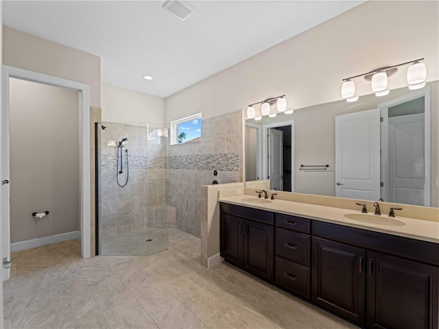 5364 Salcano St, Sarasota, FL 34238 - full bathroom with double vanity and a walk in shower