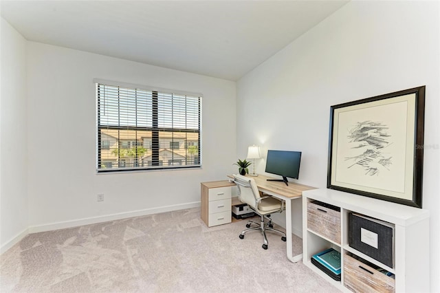 15164 Sunny Day Dr, Bradenton, FL 34211 - office area featuring carpet flooring and vaulted ceiling