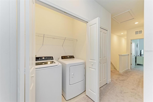 15164 Sunny Day Dr, Bradenton, FL 34211 - washroom featuring separate washer and dryer and light colored carpet