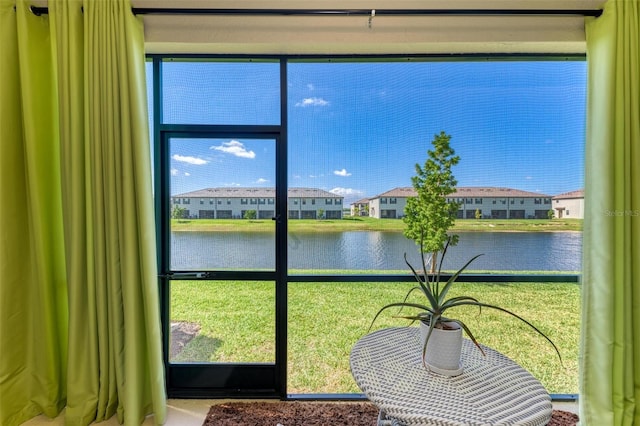 15164 Sunny Day Dr, Bradenton, FL 34211 - sunroom / solarium with a water view and a residential view
