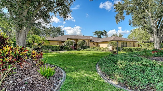 7426 Weeping Willow Blvd, Sarasota, FL 34241 - view of front facade with stucco siding and a front lawn