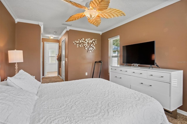 2761 Feiffer Cir, Sarasota, FL 34235 - carpeted bedroom with ornamental molding and a ceiling fan