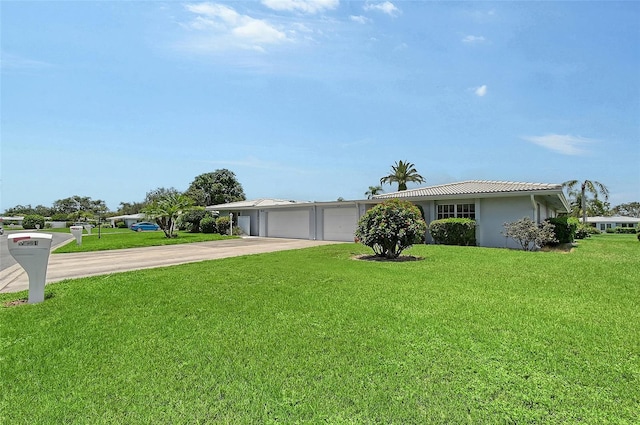 3641 Somerville Dr Unit 1506, Sarasota, FL 34232 - ranch-style house with concrete driveway, a front lawn, stucco siding, and an attached garage