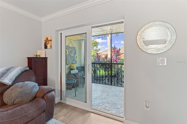 2415 Bayshore Gardens Pkwy Unit 2, Bradenton, FL 34207 - doorway featuring ornamental molding and wood finished floors