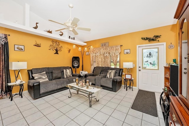 4145 W Price Blvd, North Port, FL 34286 - living room with light tile patterned floors and ceiling fan