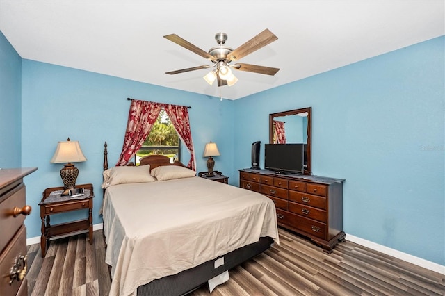 4145 W Price Blvd, North Port, FL 34286 - bedroom featuring dark wood-style floors and ceiling fan